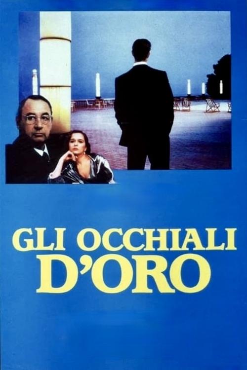 Очки в золотой оправе постер