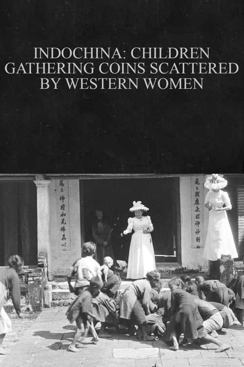 Indochina: Children Gathering Coins Scattered by Western Women постер